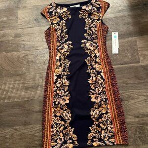NWT Wisp Floral Boho Chic Petite Size 4 Tressa Ponte Dress
